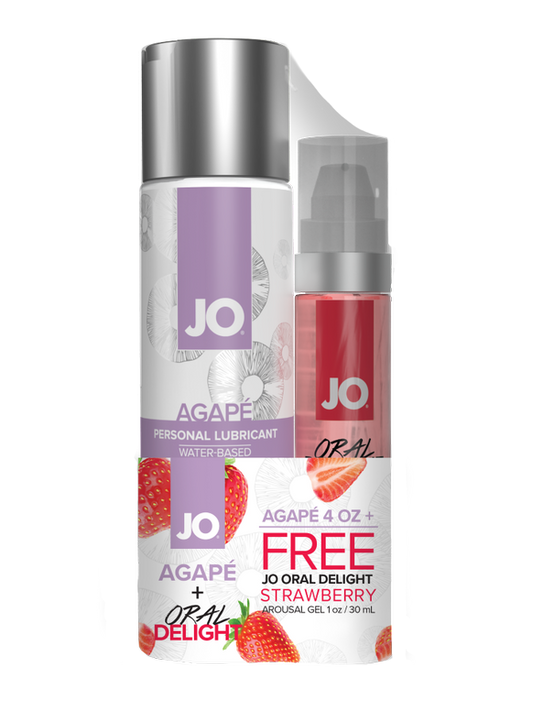 JO Agape 4oz + JO Oral Delight Strawberry Arousal Gel 1oz