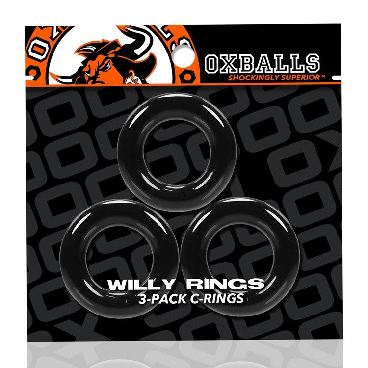Oxballs WILLY RINGS, 3-pack cockrings - BLACK