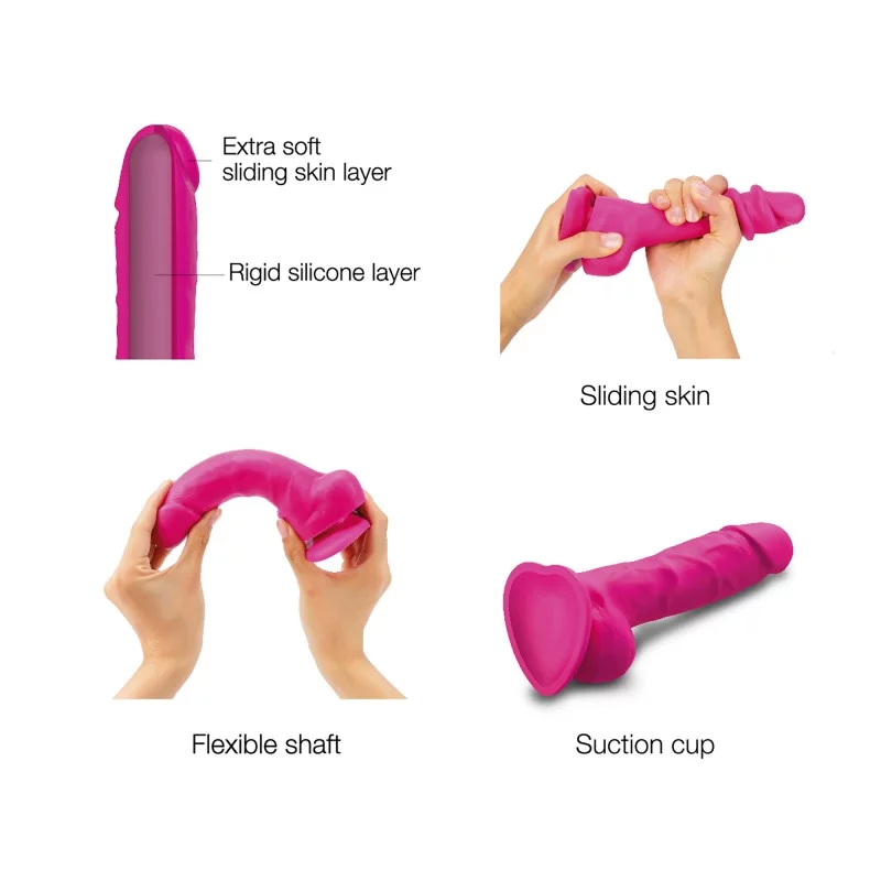 SLIDING SKIN REALISTIC DILDO FUCHSIA M